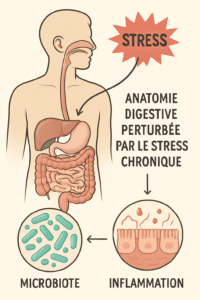 Impact du stress chronique sur le corps digestif - troubles intestinaux et dysbiose