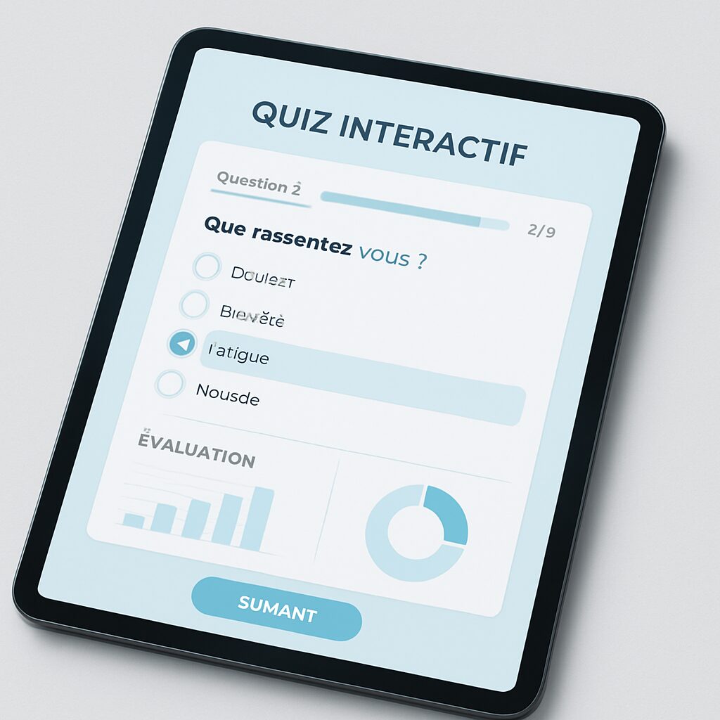 Questionnaire interactif sur tablette avec graphiques d'évaluation des phobies