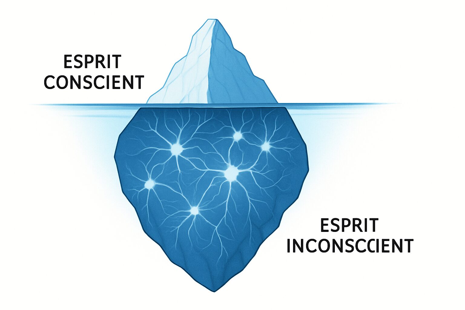 Iceberg illustrant la partie consciente et inconsciente du cerveau dans le traitement des phobies