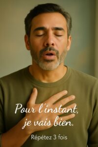 Respiration anti-stress 4-7-8 associée à la phrase d’apaisement 'Pour l’instant, je vais bien