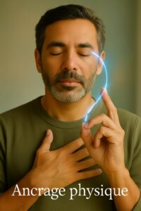 Respiration anti-stress 4-7-8 associée à la phrase d’apaisement 'Pour l’instant, je vais bien