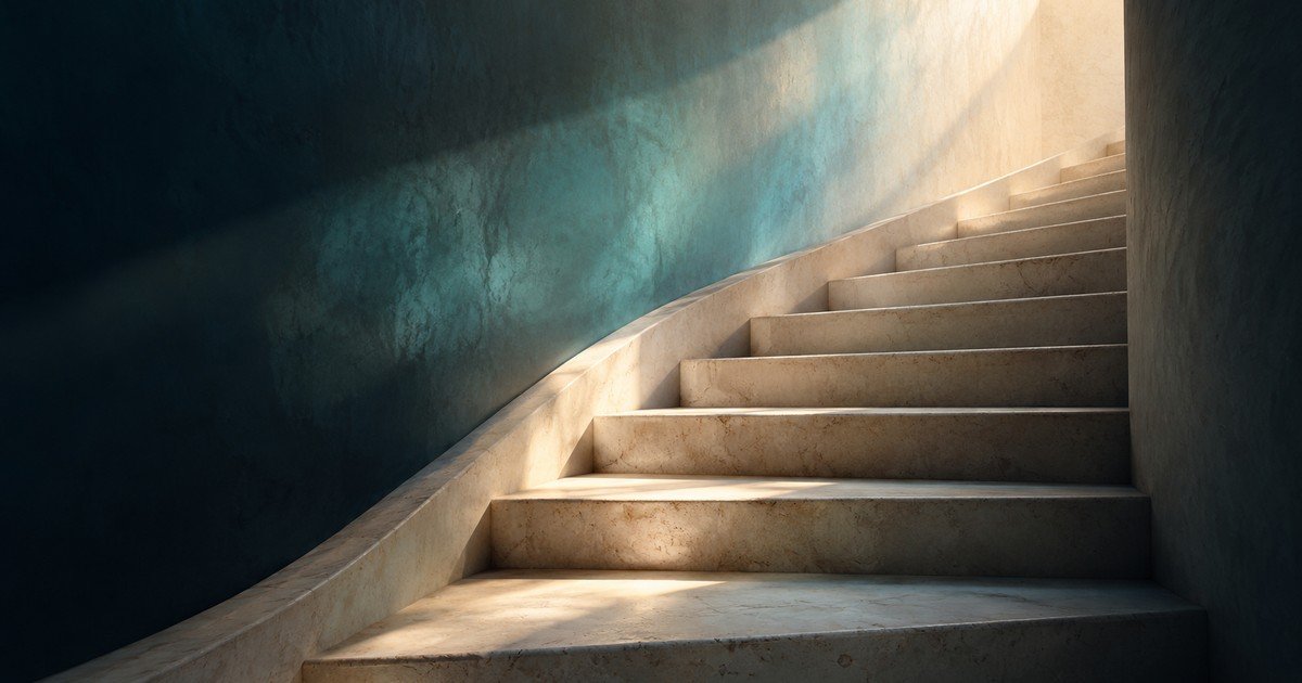 Escalier de pierre clair montant vers la lumière — hypnose et phobie, ce que dit la recherche